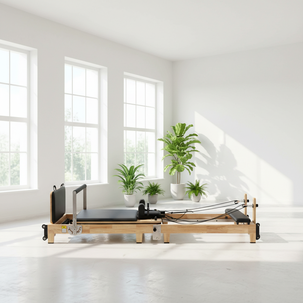 Pilates & Yoga Unleashed Studio Tuckahoe - Premium Oak Foldable Pilates Reformer, Adjustable