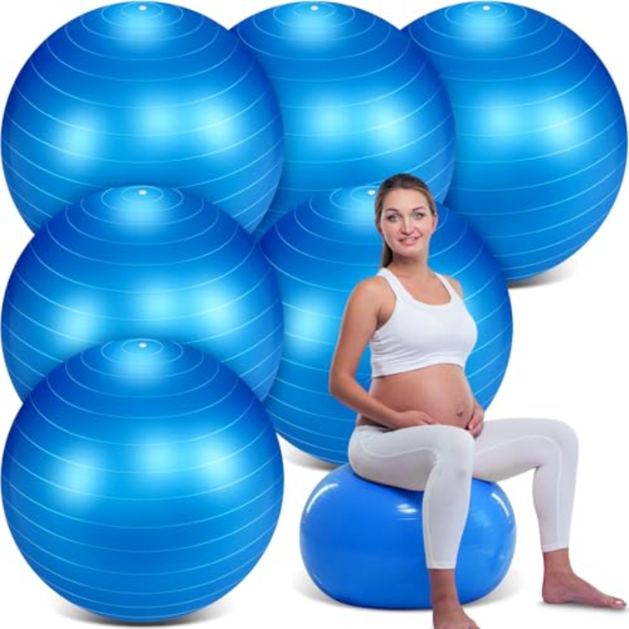 Pilates Yoga Ball Workout - 6 Pack Exercise Ball Bulk Inflatable