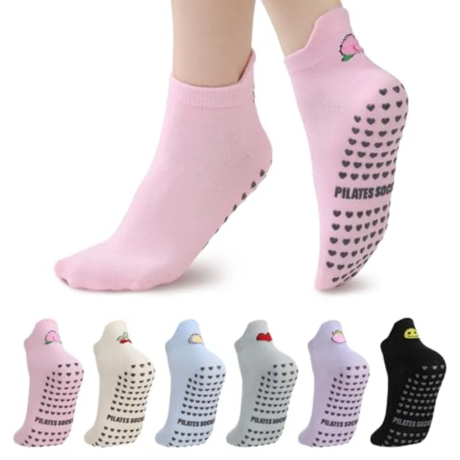 6 Pairs Pilates Socks with Gri - Pilates Yoga And Barre のレビューと価格