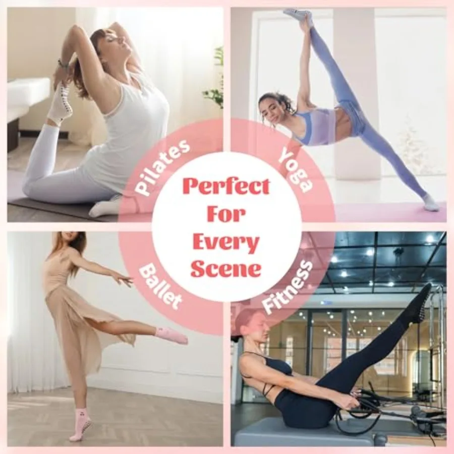 6 Pairs Pilates Socks with Gri - Pilates Yoga And Barre のレビューと価格