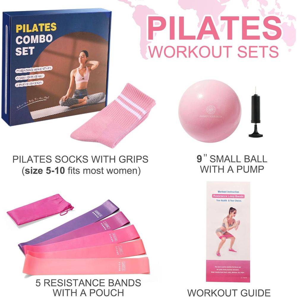 Pilates Ball, Resistance Bands - Pilates Yoga Ball Workout のレビューと価格