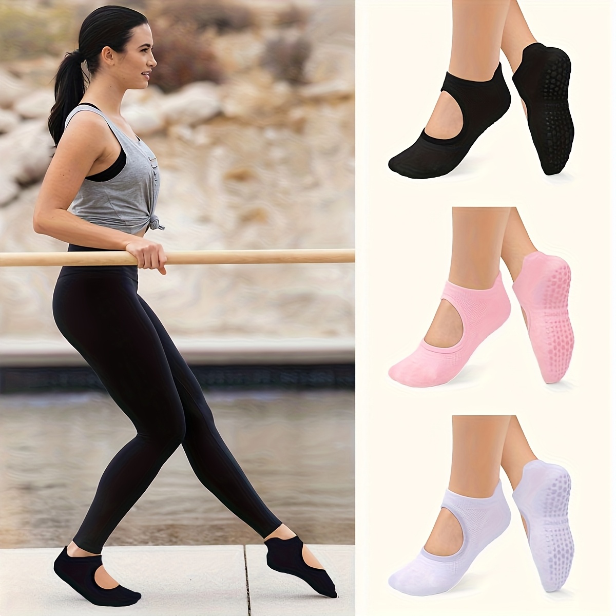 Non Slip Grip Women Socks for  - Pilates Yoga And Barre のレビューと価格