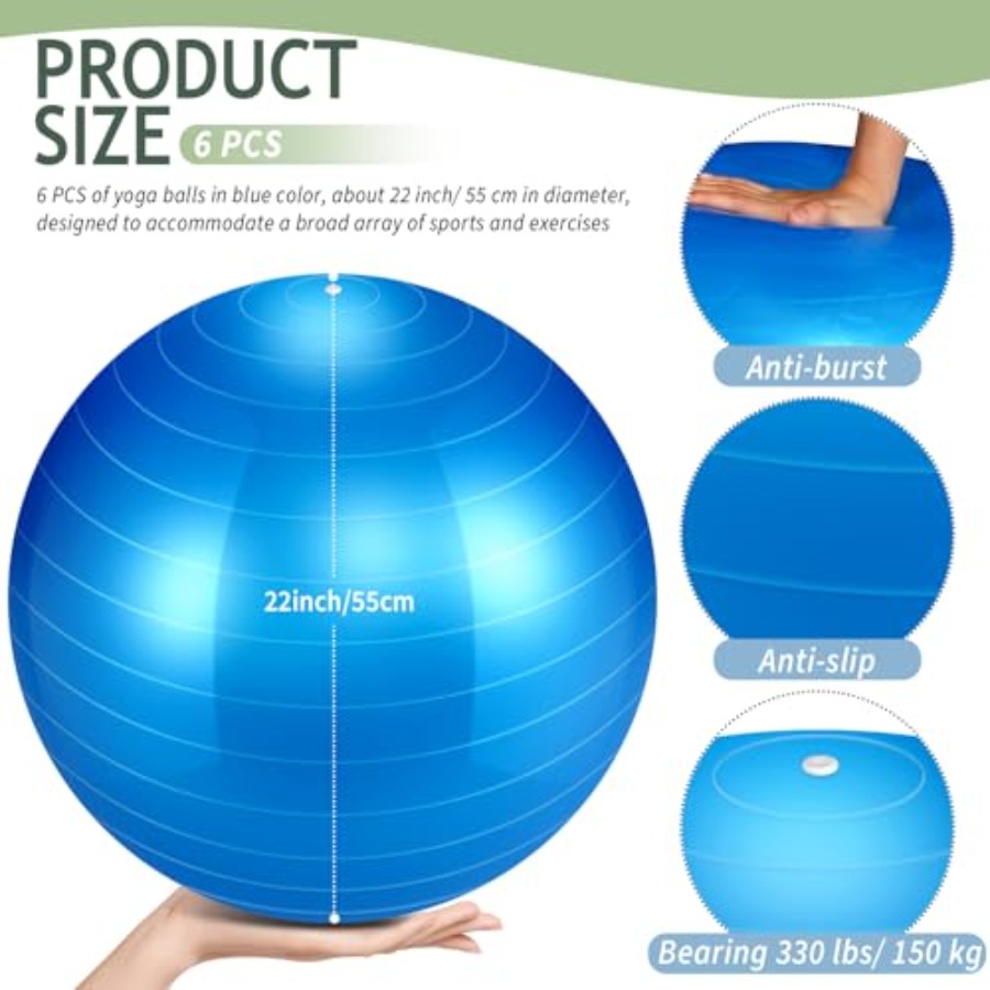 6 Pack Exercise Ball Bulk Infl - Pilates Yoga Ball Workout のレビューと価格