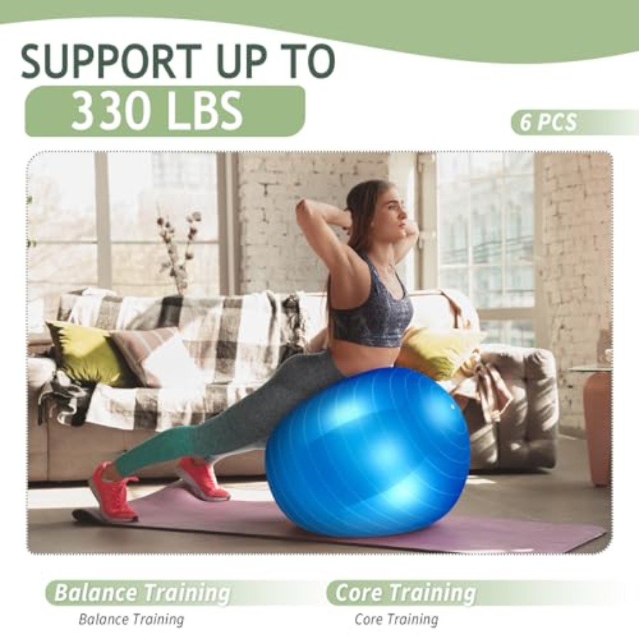 6 Pack Exercise Ball Bulk Infl - Pilates Yoga Ball Workout のレビューと価格