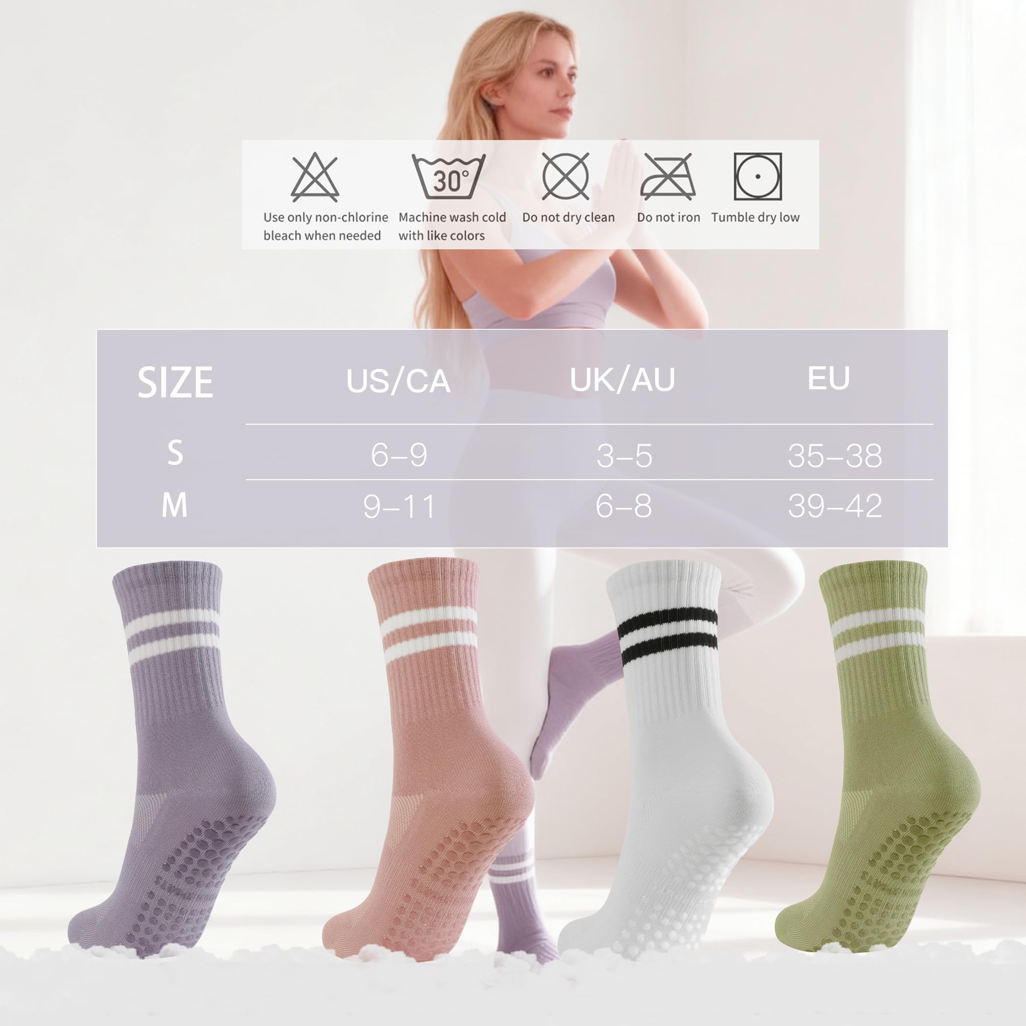 4 pairs BUDERMMY Pilates Socks - Pilates Yoga And Barre のレビューと価格