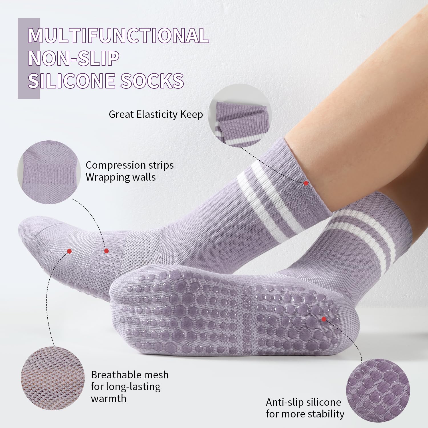 4 pairs BUDERMMY Pilates Socks - Pilates Yoga And Barre のレビューと価格