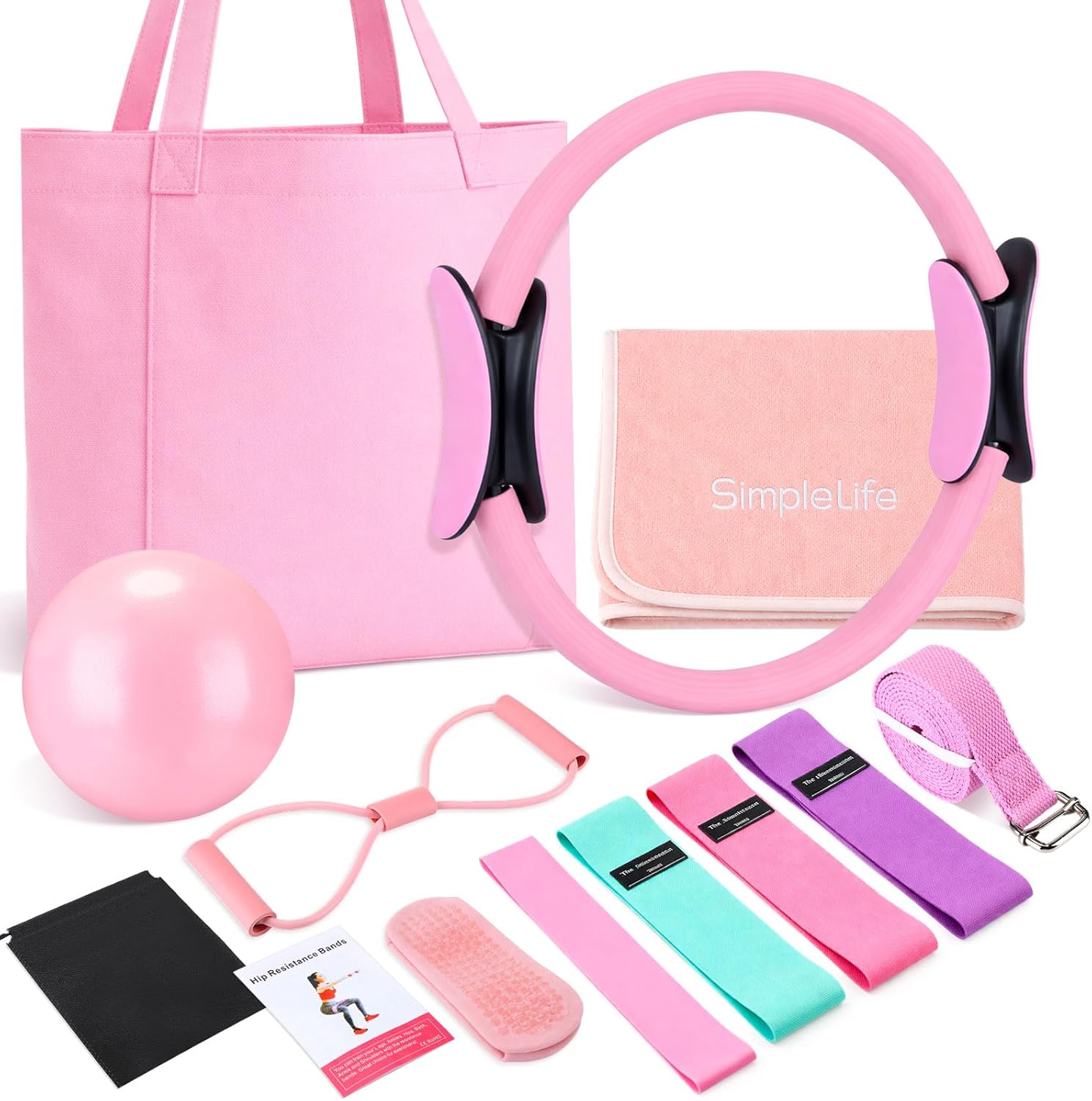 11 Pcs Pink Yoga Accessories S - Pilates Yoga Ball Workout のレビューと価格