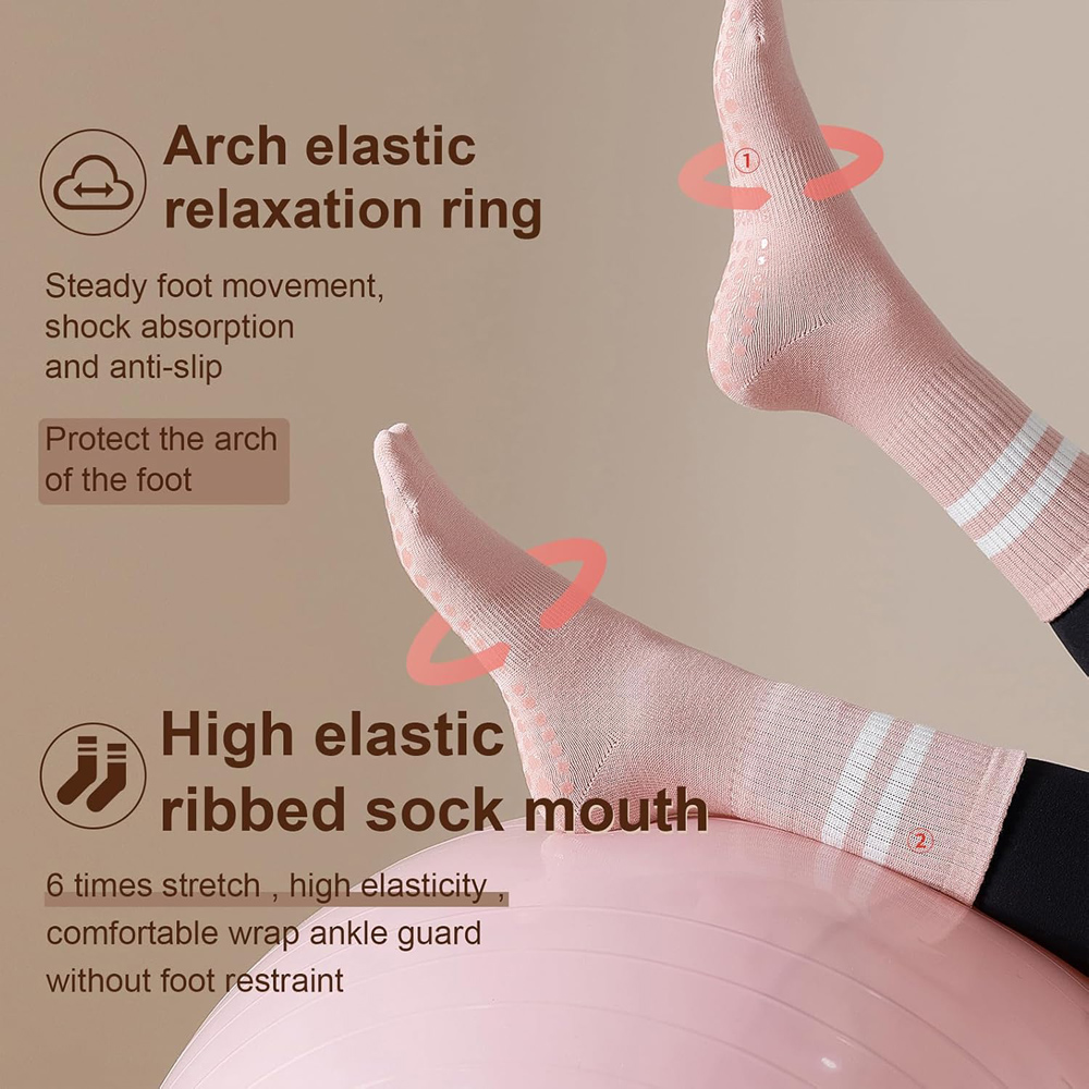 Yoga Pilates Socks with Grips  - Pilates Yoga And Barre のレビューと価格