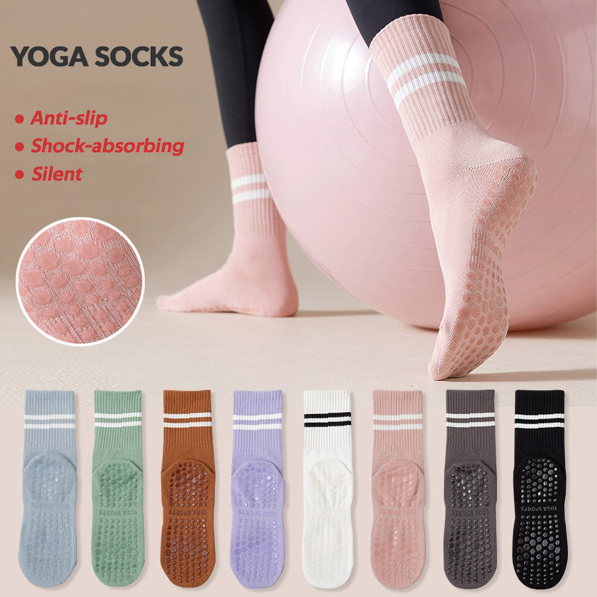 3 Pairs Long Yoga Socks with G - Pilates Yoga And Barre のレビューと価格