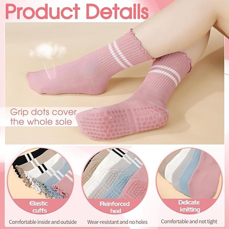1 Pairs Stripe Ruffle Pilates  - Pilates Yoga And Barre のレビューと価格