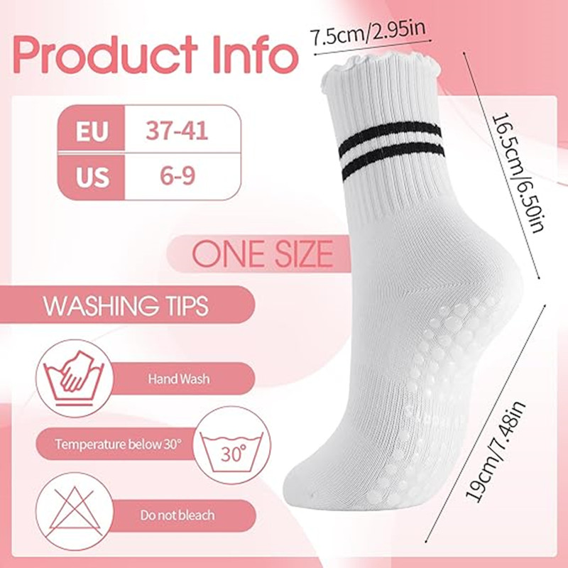 1 Pairs Stripe Ruffle Pilates  - Pilates Yoga And Barre のレビューと価格